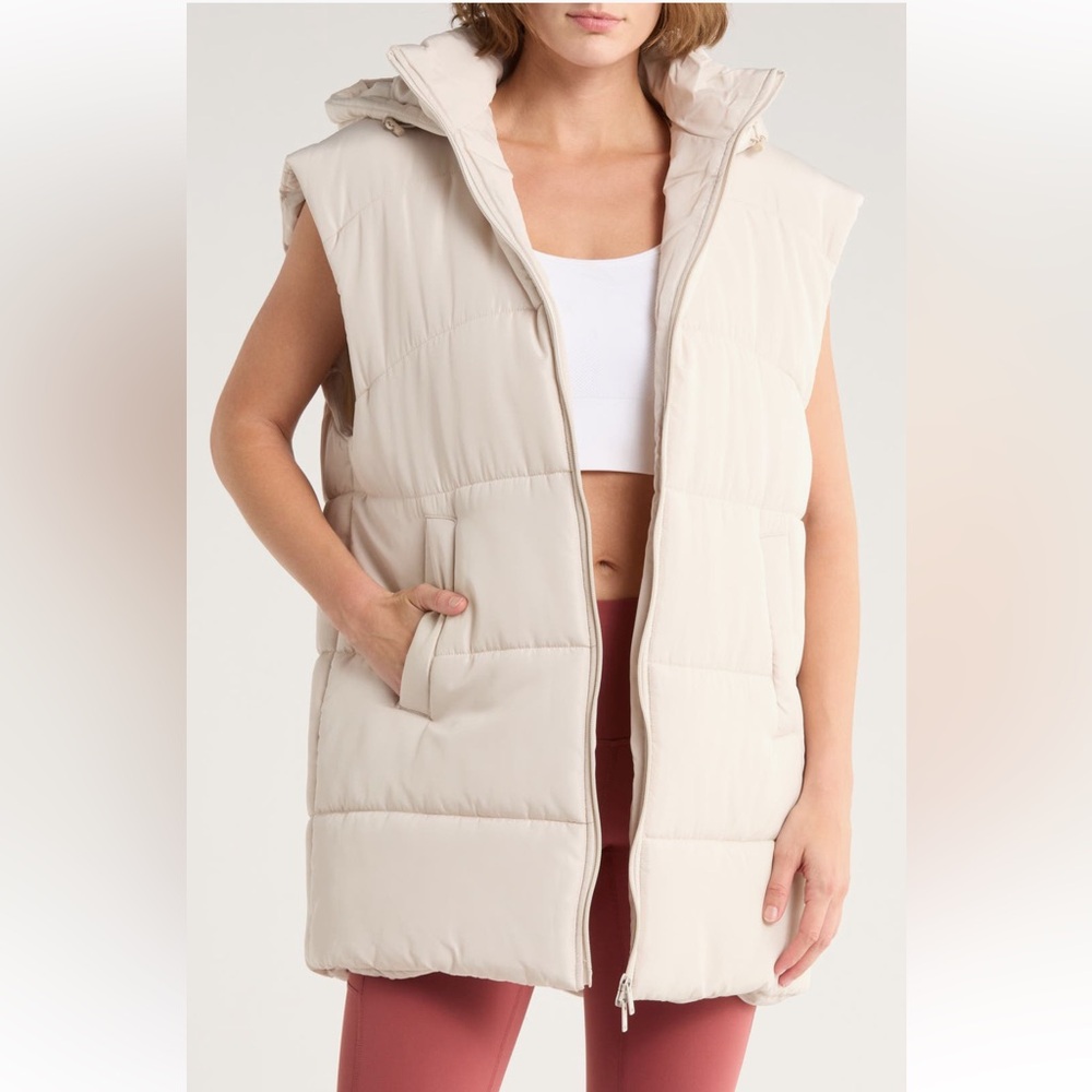 Z by Zella hooded long quilted vest - NWT
